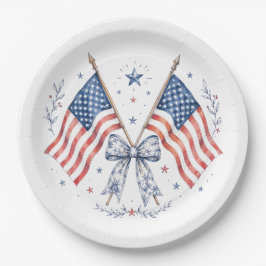 Vintage-patriotische amerikanische Flaggen-Schleif Pappteller