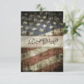Vintage Patriotische Amerikanische Flaggenhochzeit RSVP Karte (Stehend Vorderseite)