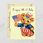 Vintage Patriotische Bärenpostkarte Postkarte (Vorne/Hinten)