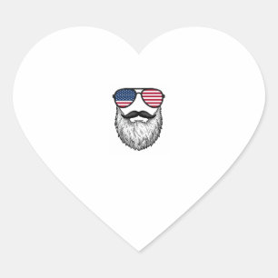 Vintage patriotische Bart-Sonnenbrille Grafik-Shir Herz-Aufkleber