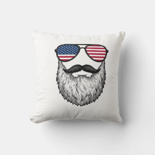 Vintage patriotische Bart-Sonnenbrille Grafik-Shir Kissen