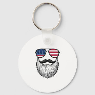 Vintage patriotische Bart-Sonnenbrille Grafik-Shir Schlüsselanhänger