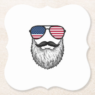 Vintage patriotische Bart-Sonnenbrille Grafik-Shir Untersetzer
