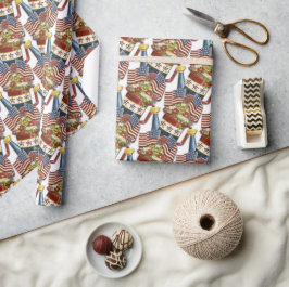 Vintage Patriotische Blume Pot Weathered USA Flag Geschenkpapier