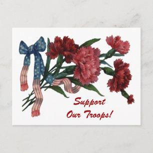 Vintage Patriotische Blume unterstützen Truppen Postkarte