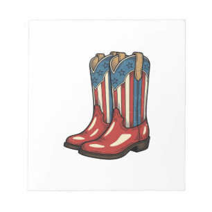 Vintage patriotische Cowgirl-Stiefel Western-Shirt Notizblock