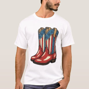Vintage patriotische Cowgirl-Stiefel Western-Shirt T-Shirt