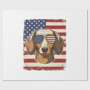 Vintage-patriotische Dackel-Flaggen-Sonnenbrille V Geschenkpapier