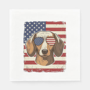 Vintage-patriotische Dackel-Flaggen-Sonnenbrille V Serviette