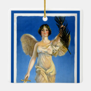 Vintage patriotische Engel-Frau, Kriegsanleihen ka Keramikornament