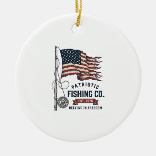 Vintage patriotische Fischerei-Flagge Vektor-Desig Keramik Ornament