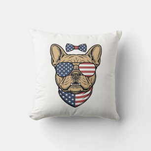 Vintage-patriotische französische Bulldogge-Vektor Kissen