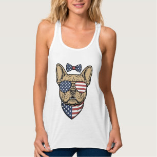 Vintage-patriotische französische Bulldogge-Vektor Tank Top