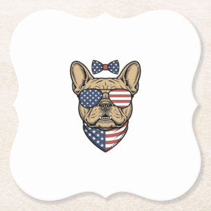 Vintage-patriotische französische Bulldogge-Vektor Untersetzer