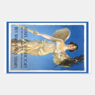 Vintage patriotische Frau Engel, Kriegsanleihen ka Rechteckiger Aufkleber
