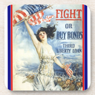 Vintage patriotische Frau mit amerikanischer Flagg Getränkeuntersetzer
