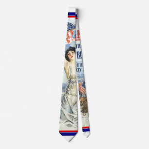 Vintage patriotische Frau mit amerikanischer Flagg Krawatte