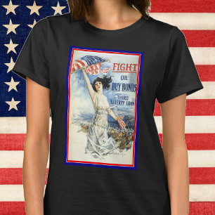 Vintage-patriotische Frau mit amerikanischer Flagg T-Shirt