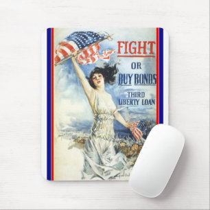 Vintage Patriotische Frau W. American Flag Poster  Mousepad