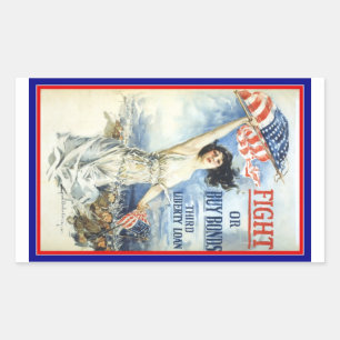 Vintage Patriotische Frau W. American Flag Poster  Rechteckiger Aufkleber