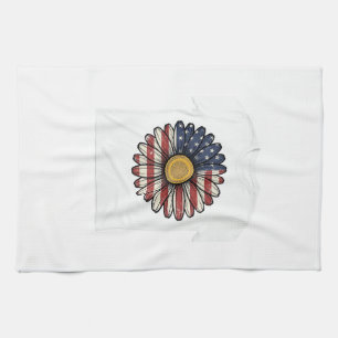 Vintage patriotische Gänseblümchen-Blumenvektorges Geschirrtuch