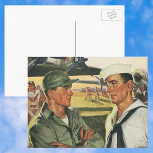 Vintage patriotische Helden, Militärangehörige in  Postkarte