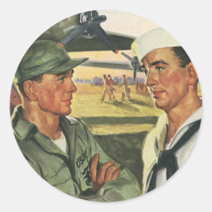 Vintage patriotische Helden, Militärangehörige in Runder Aufkleber