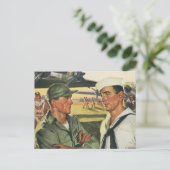 Vintage Patriotische Helden, Militäreinrichtungen  Postkarte (Stehend Vorderseite)