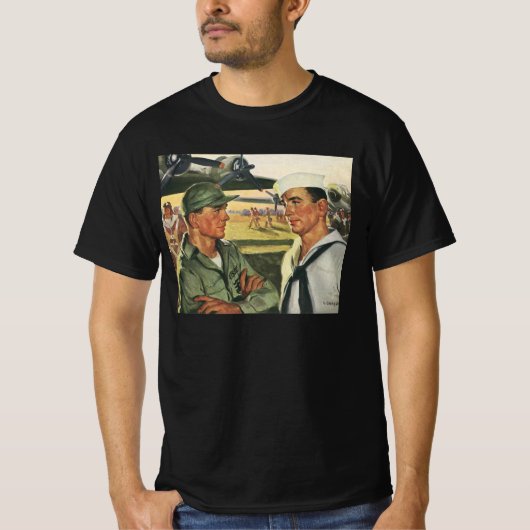 Vintage Patriotische Helden, Militäreinrichtungen  T-Shirt (Vorderseite)