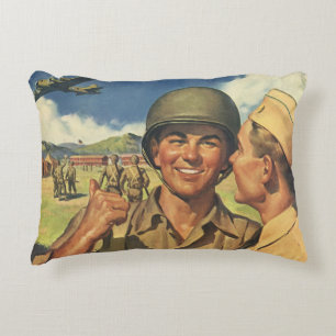 Vintage patriotische Helden, Militärflugzeug Männe Dekokissen