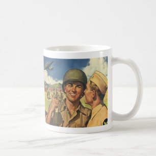 Vintage Patriotische Helden, Militärflugzeuge Männ Kaffeetasse