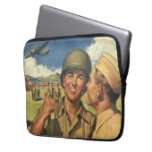 Vintage Patriotische Helden, Militärflugzeuge Männ Laptopschutzhülle (Vorderseite Links)