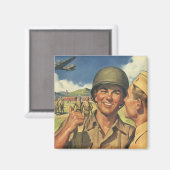 Vintage Patriotische Helden, Militärflugzeuge Männ Magnet (Vorderseite/Rückseite)