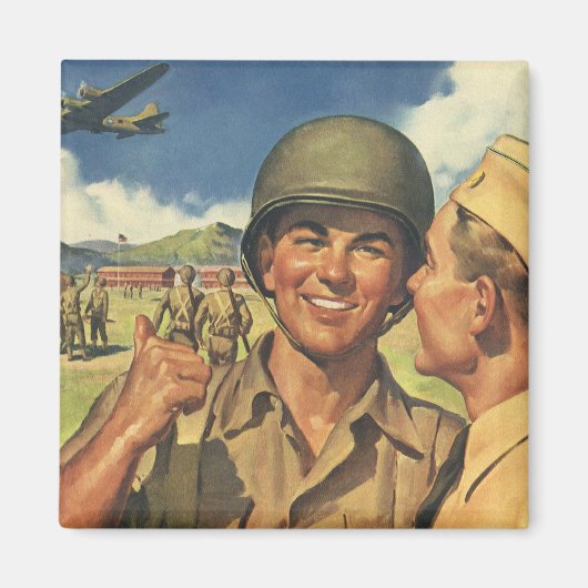 Vintage Patriotische Helden, Militärflugzeuge Männ Magnet (Vorne)