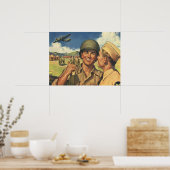 Vintage Patriotische Helden, Militärflugzeuge Männ Poster (Küche)