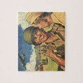 Vintage Patriotische Helden, Militärflugzeuge Männ Puzzle (Vertikal)
