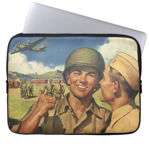 Vintage patriotische Helden, Militärflugzeugmänner Laptopschutzhülle