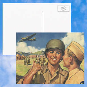 Vintage patriotische Helden, Militärflugzeugmänner Postkarte