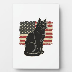Vintage patriotische Katze Flagge Grafik T-Shirt D Fotoplatte