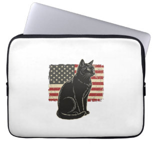 Vintage patriotische Katze Flagge Grafik T-Shirt D Laptopschutzhülle