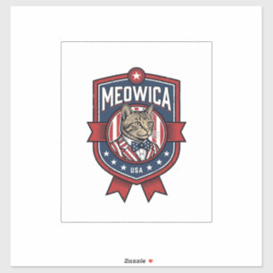Vintage patriotische Katze Meowica USA-Shirt-Desig Aufkleber