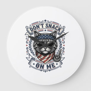 Vintage patriotische Katze Snack nicht auf mir  Große Wanduhr
