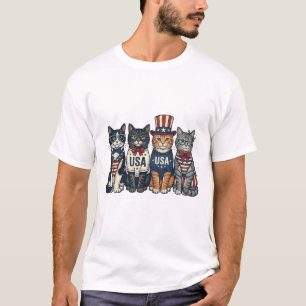 Vintage patriotische Katzen USA-Shirt-Design_1 T-Shirt