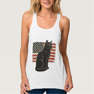 Vintage patriotische Katzenflagge Grafik T-Shirt D Tank Top