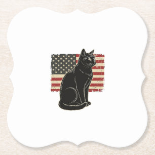 Vintage patriotische Katzenflagge Grafik T-Shirt D Untersetzer