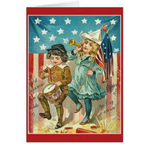 Vintage Patriotische Kinder-Flag-Karte