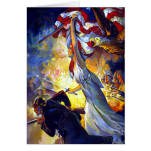 Vintage patriotische Lady Liberty amerikanische Fl