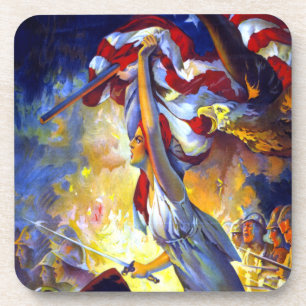 Vintage patriotische Lady Liberty amerikanische Fl Getränkeuntersetzer