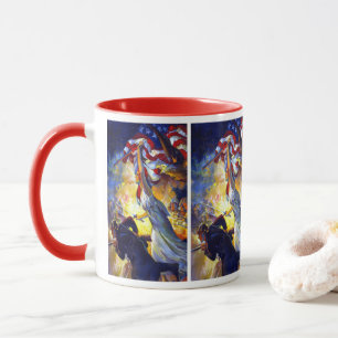 Vintage-patriotische Lady Liberty Amerikanische Fl Tasse