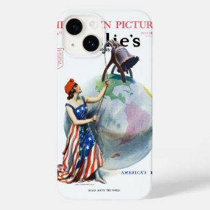 Vintage-patriotische Lady Liberty-Magazincover-Kun Case-Mate iPhone 14 Hülle